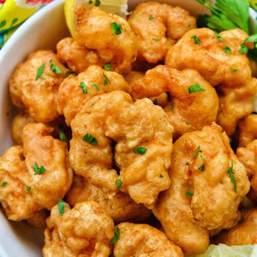 beer battered shrimp in a bowl.