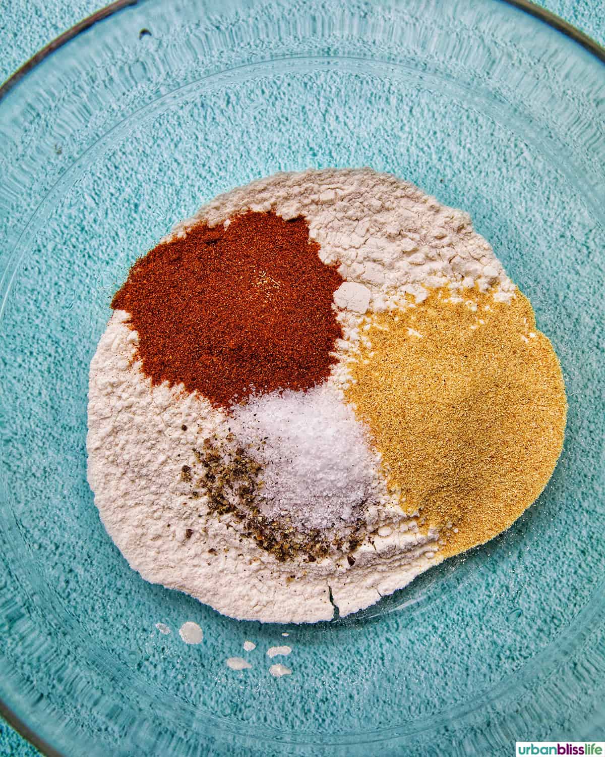 dry ingredients for beer battered shrimp.