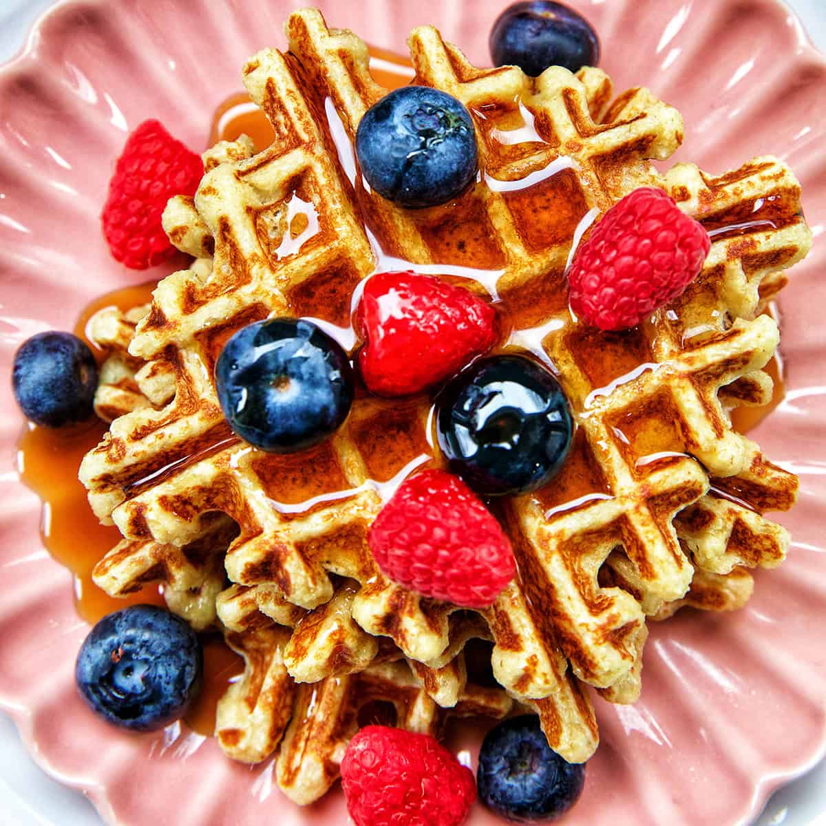 cottage cheese waffles with berries.