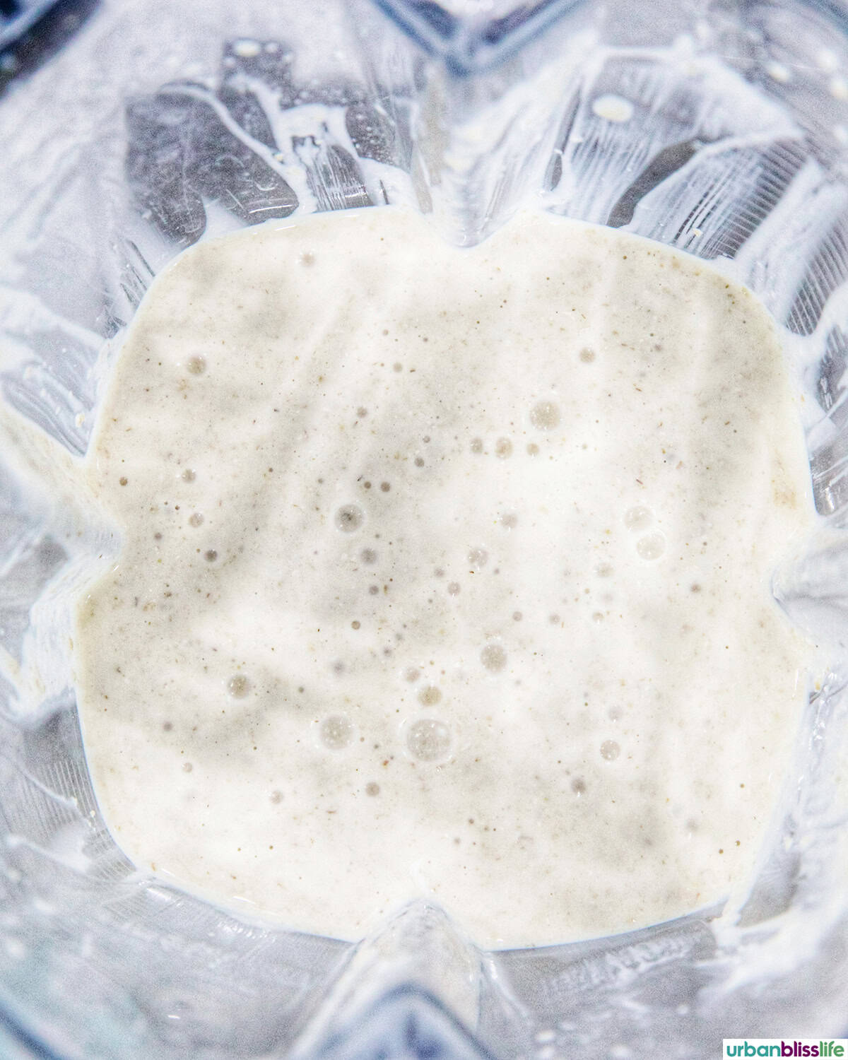 cottage cheese waffle batter in a blender.