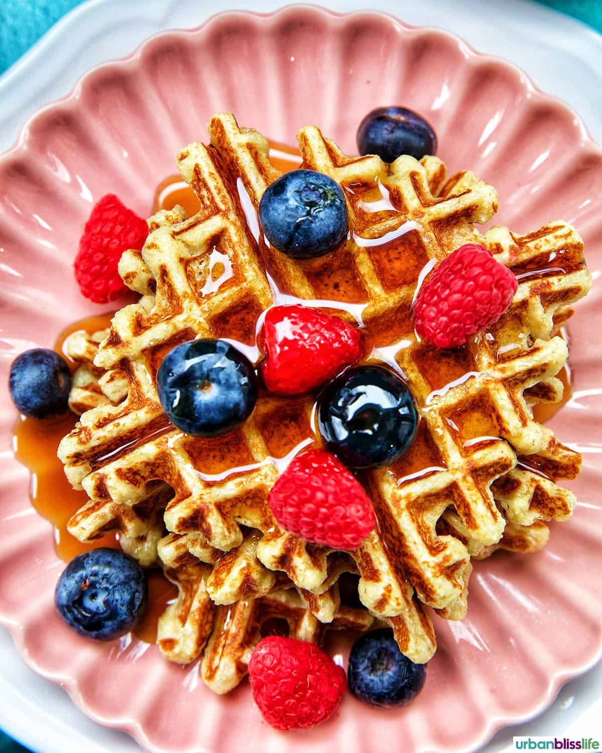cottage cheese waffles with berries.