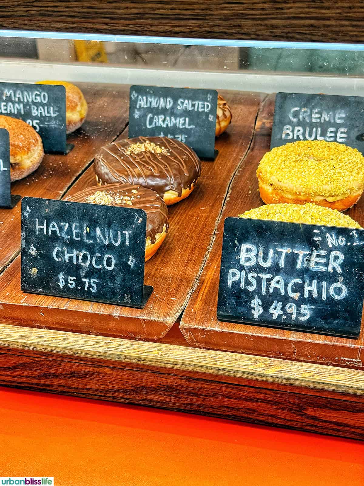 Old Ferry Donuts Hazelnut Choco and Butter Pistachio donuts.