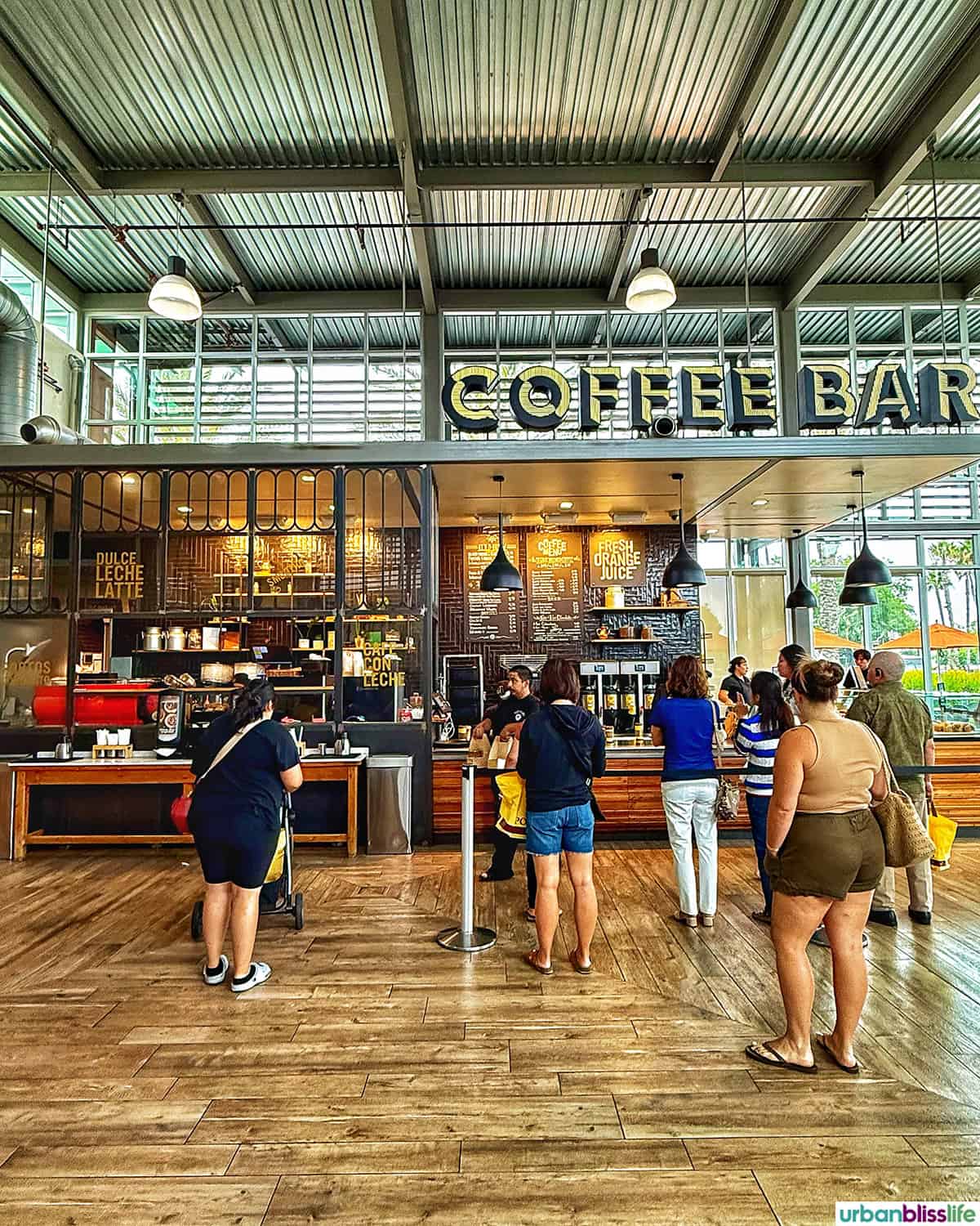 interior coffee line at Porto's Bakery in in Buena Park, California.