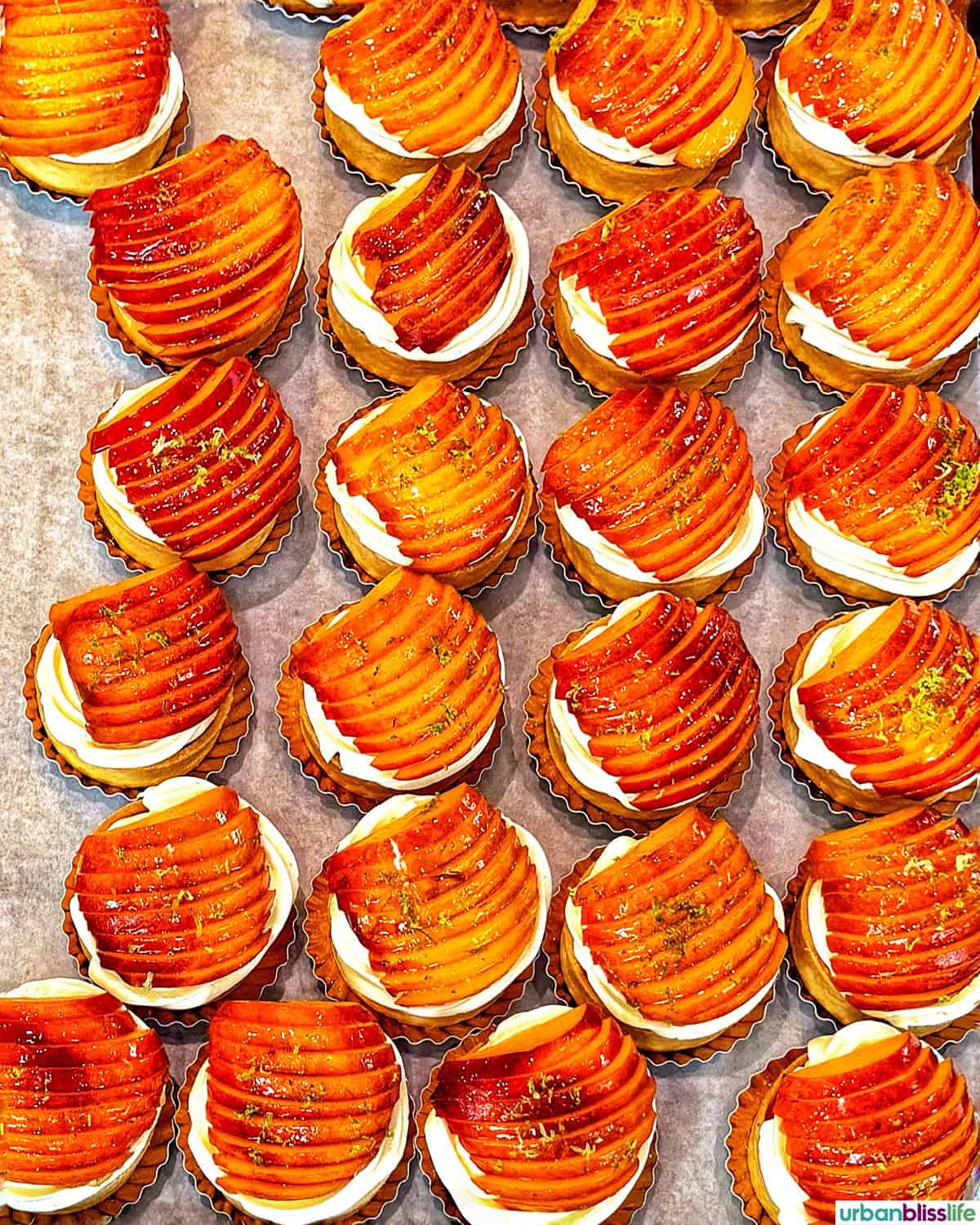 several apricot pastries at Porto's Bakery in Buena Park, California.