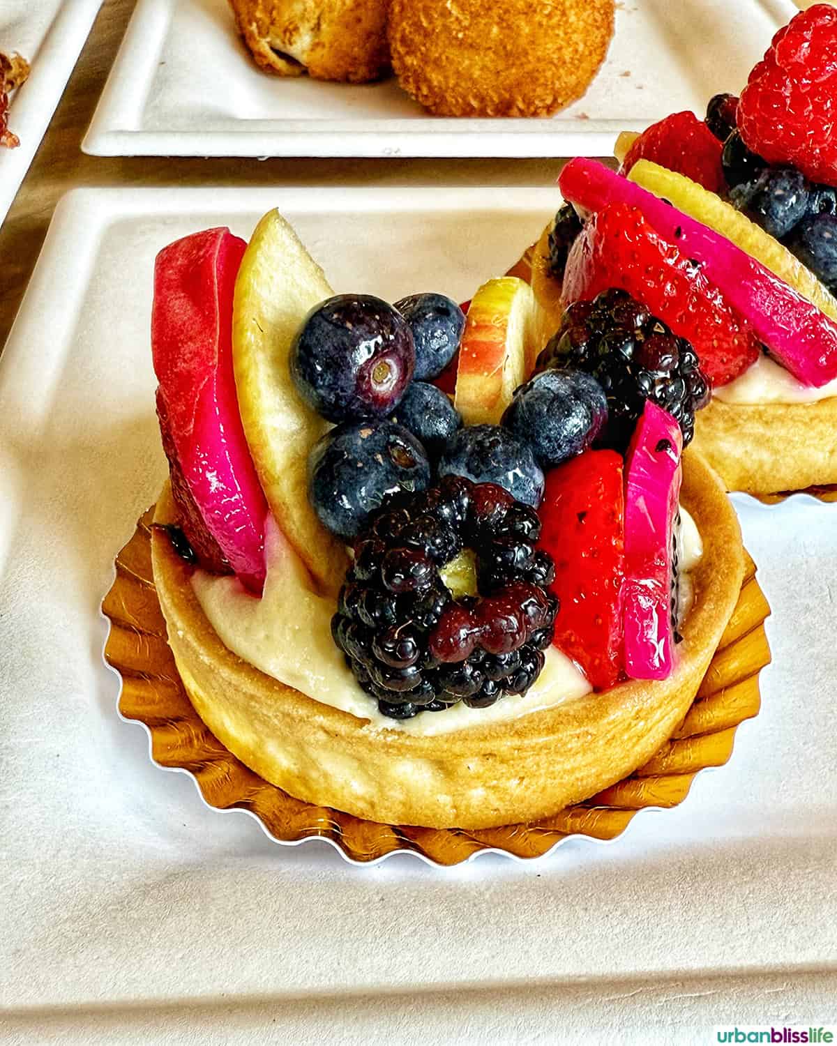 beautiful fruit pastry at Porto's Bakery in Buena Park, California.