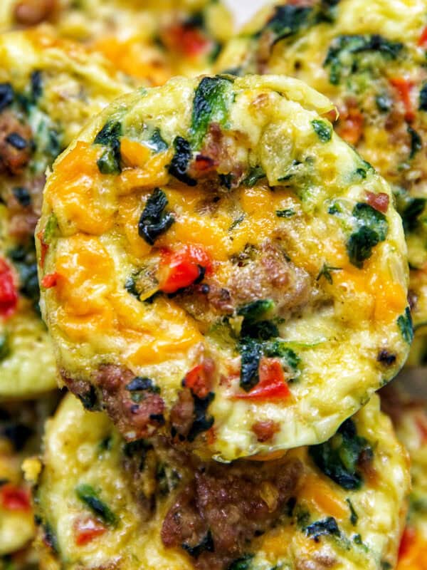 sausage egg bites on a plate.