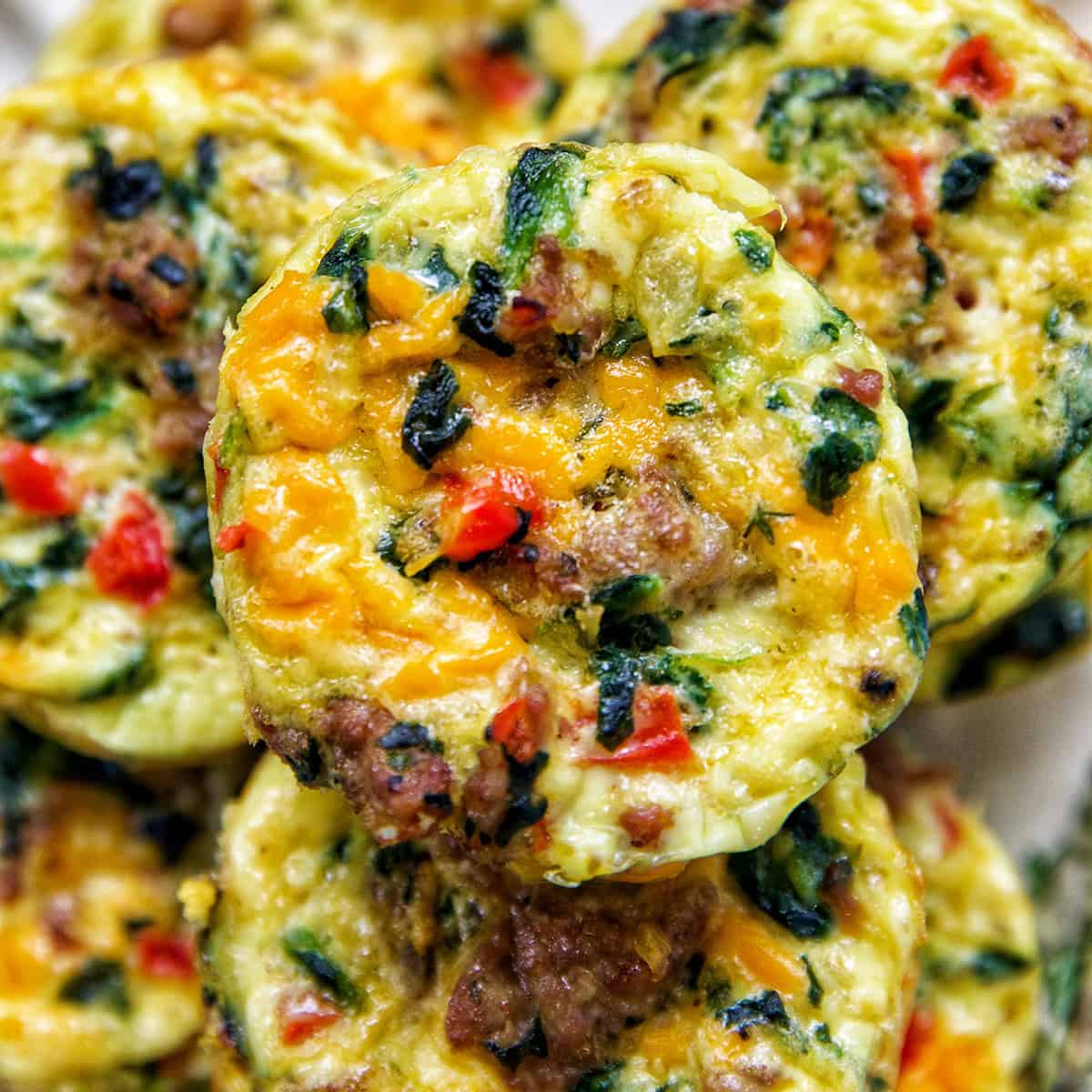 sausage egg bites on a plate.