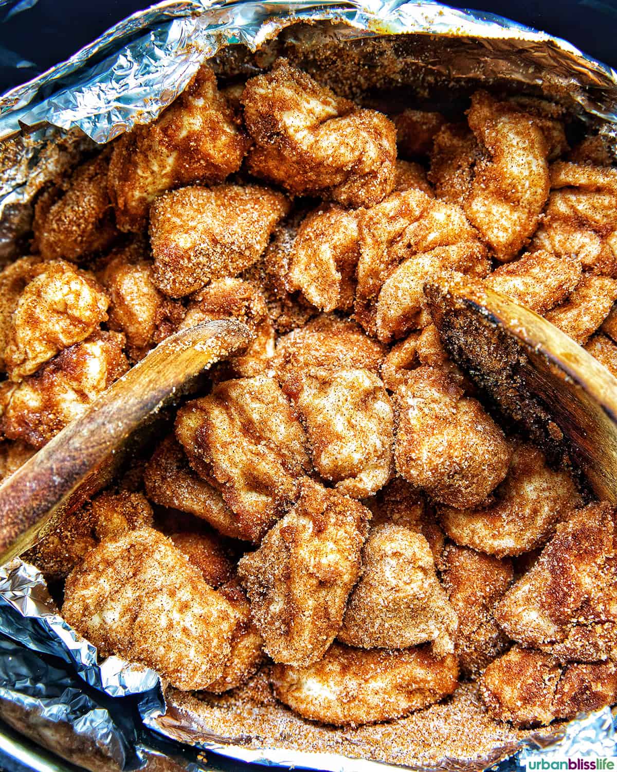 slow cooker monkey bread in the crockpot.