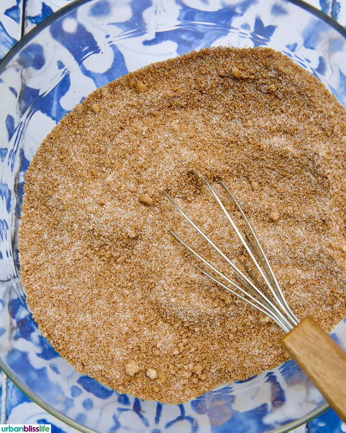mixing cinnamon sugar.