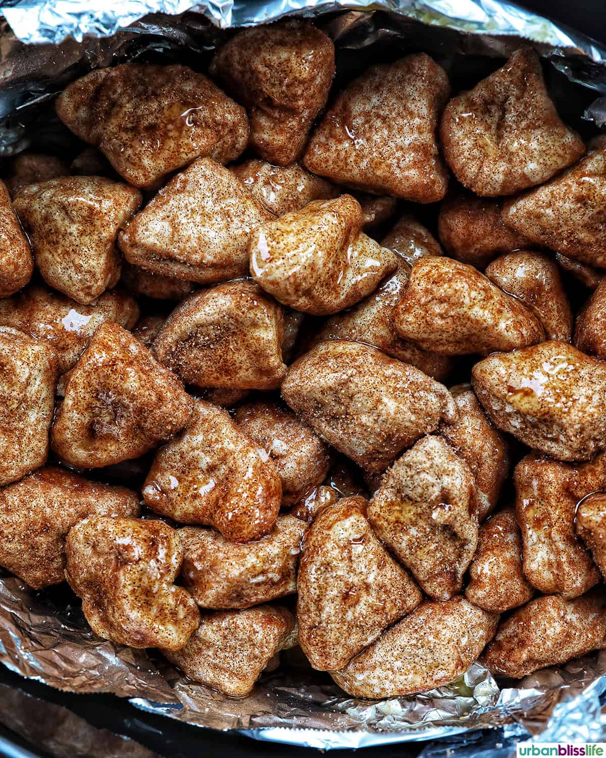 slow cooker monkey bread in the crockpot.