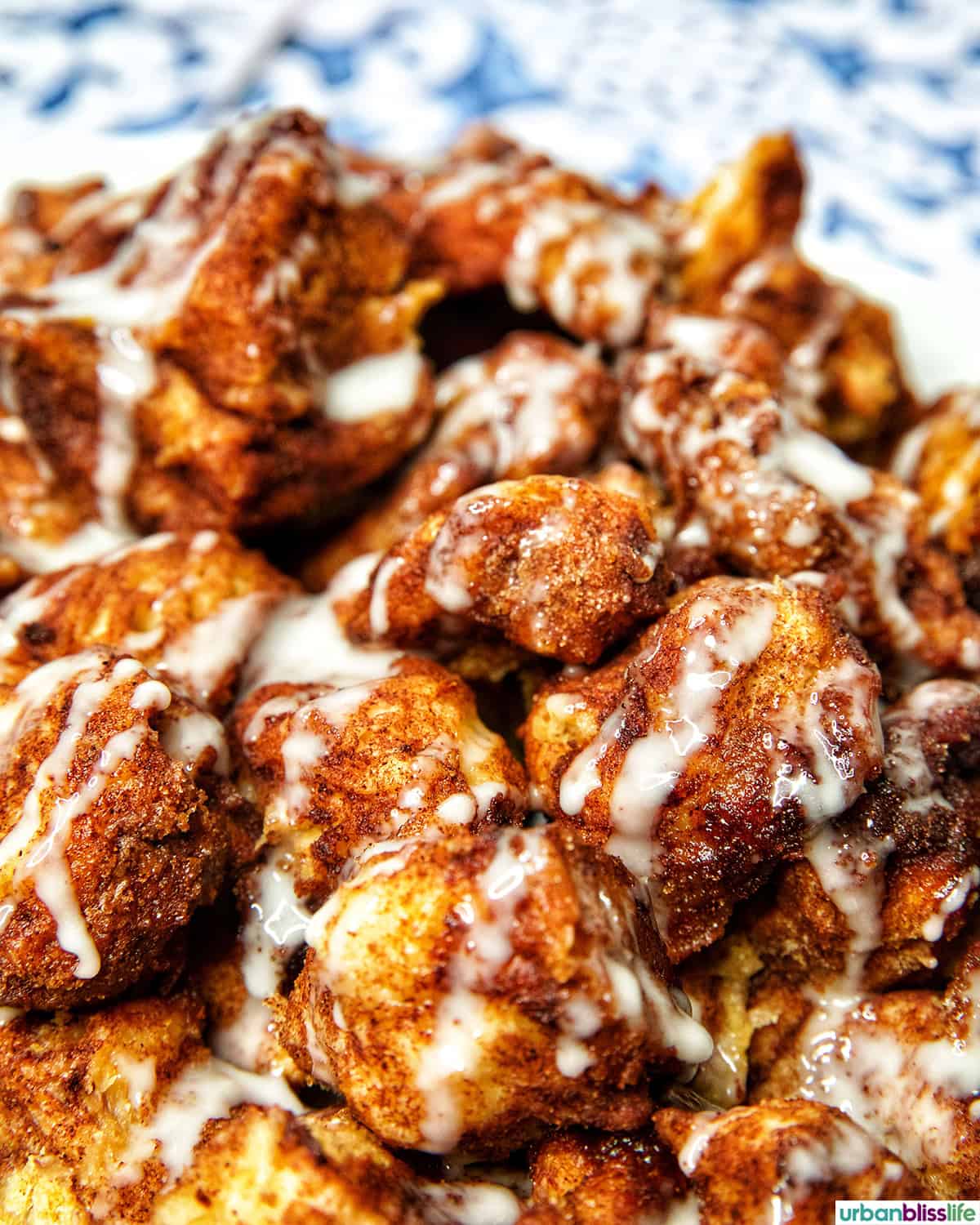 slow cooker monkey bread with vanilla icing.
