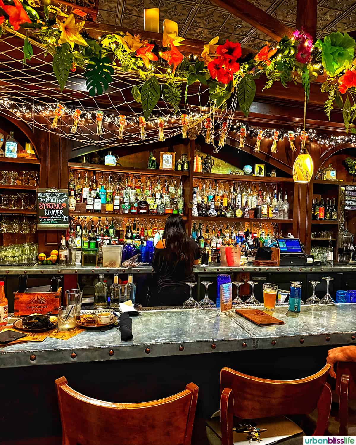 interior of The Cauldron Spirits & Brews restaurant in Buena Park, California.