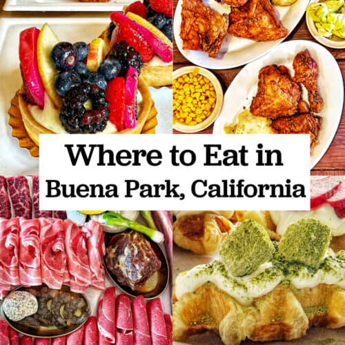 pastries, Korean BBQ, and fried chicken dishes with title text overlay.