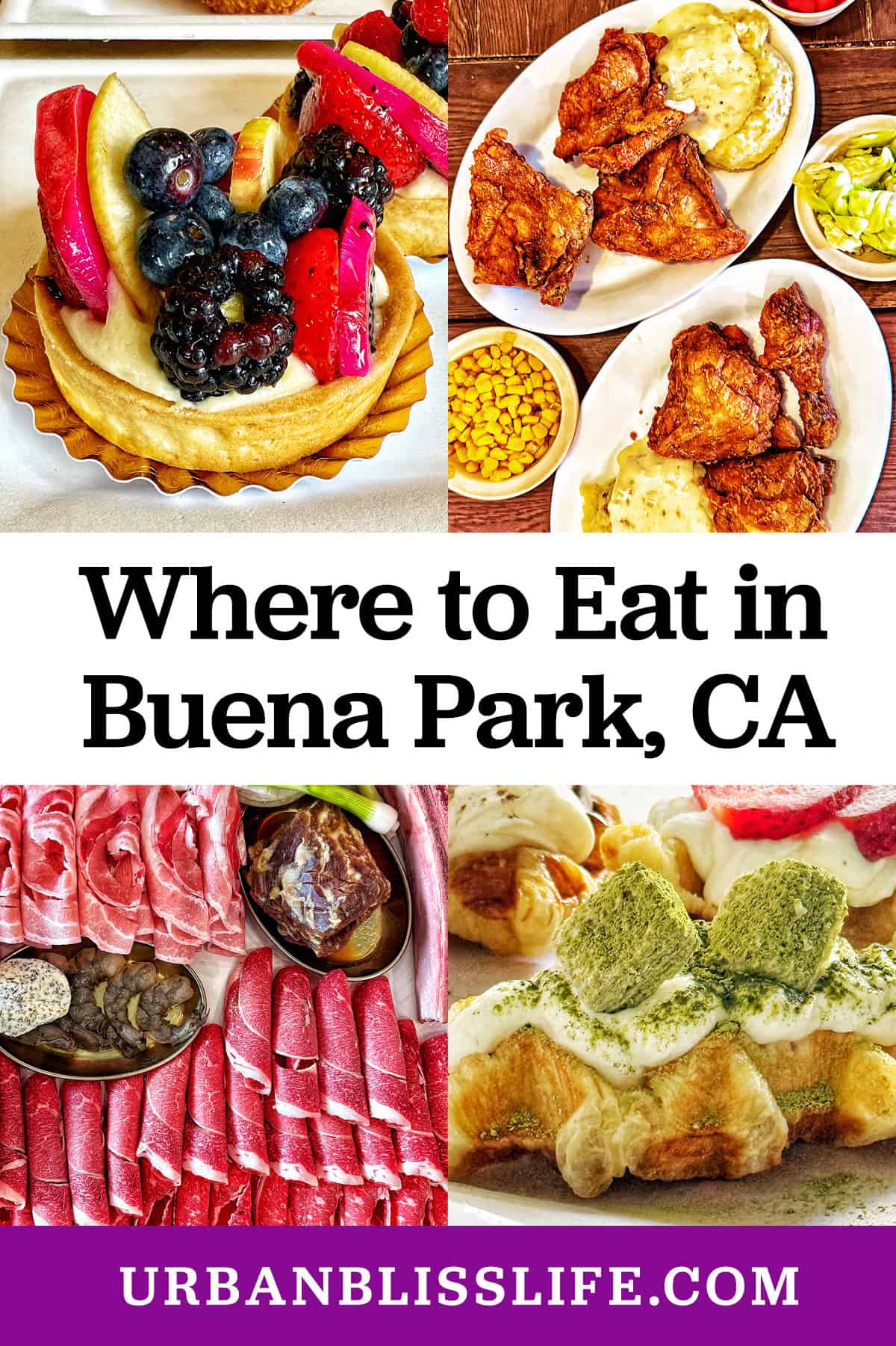 pastries, Korean BBQ, and fried chicken dishes with title text overlay.