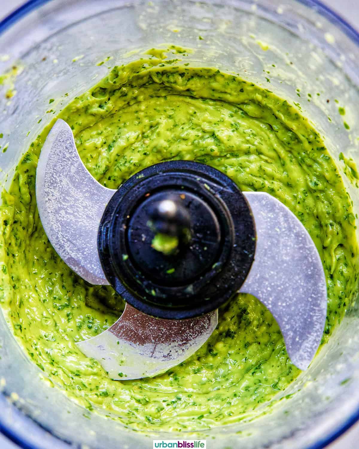 vegan green goddess dressing in a food processor