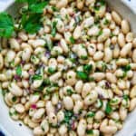 bowl of white bean salad.