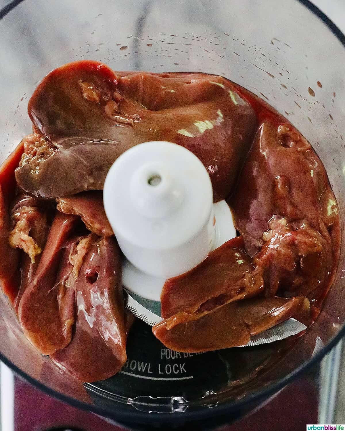 chicken livers in a food processor.