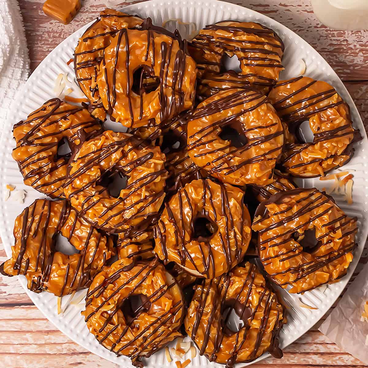 plate full of homemade Samoa Girl Scout cookies.
