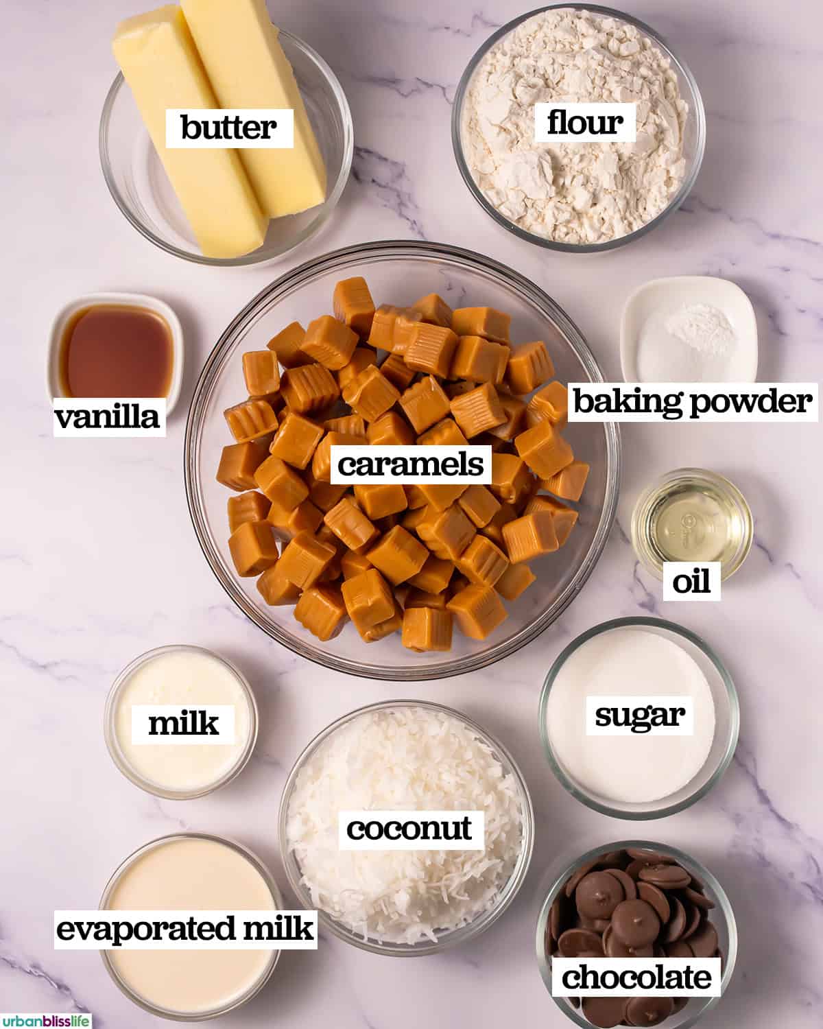 ingredients to make Girl Scout Samoa Cookies at home.
