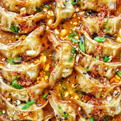 dumpling bake in a pan square feature photo.