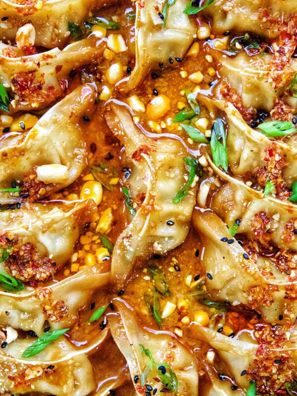 dumpling bake in a pan square feature photo.