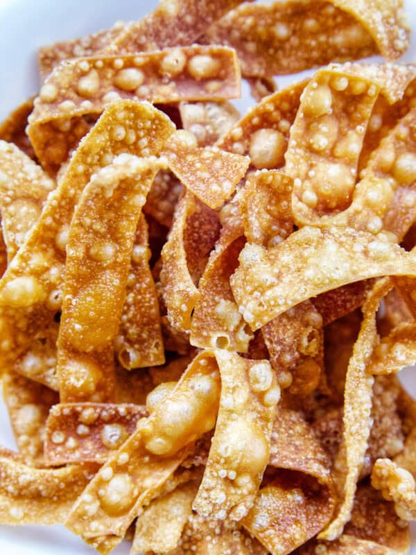 bowl of Fried Wonton Strips.