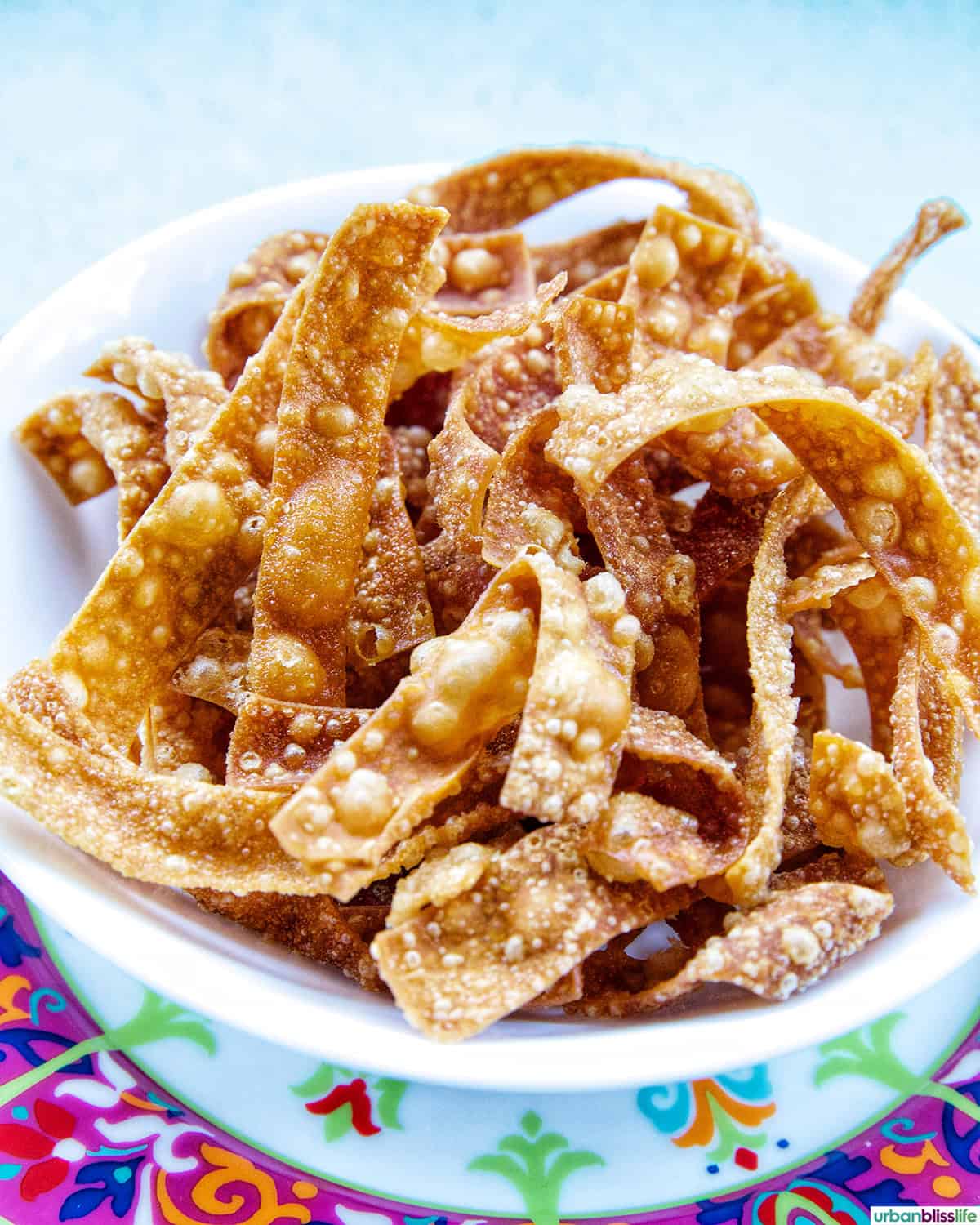 bowl of Fried Wonton Strips.