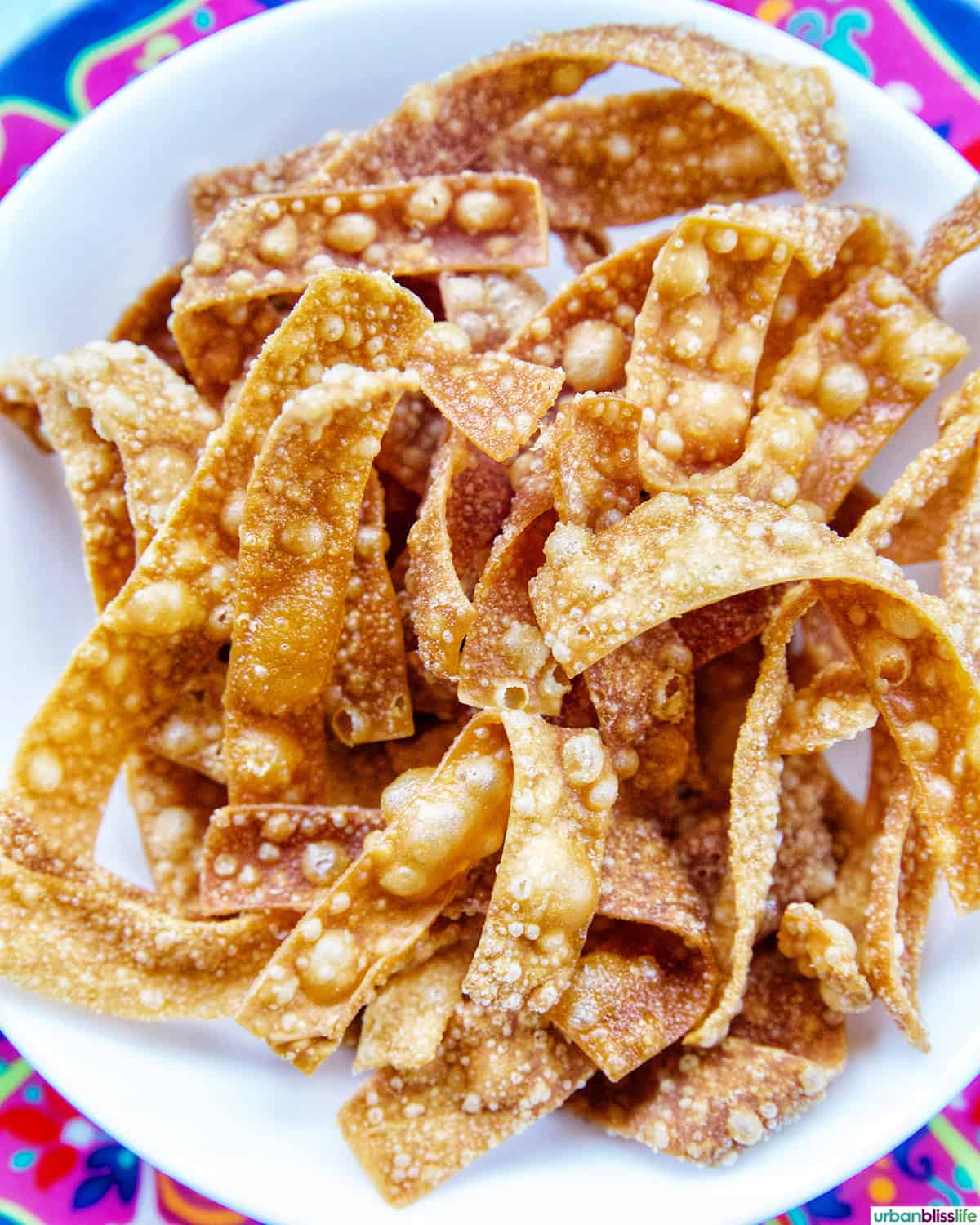 bowl of Fried Wonton Strips.