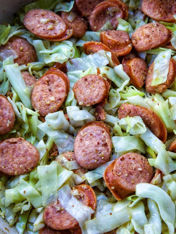Kielbasa Sausage and Cabbage skillet.