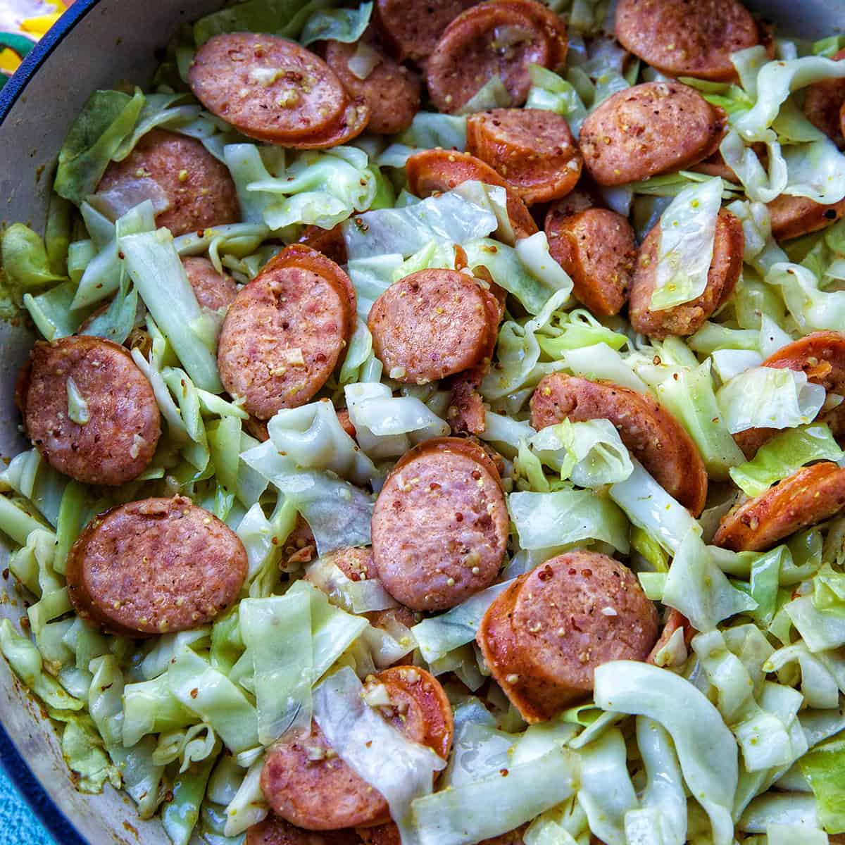 Kielbasa Sausage and Cabbage skillet.