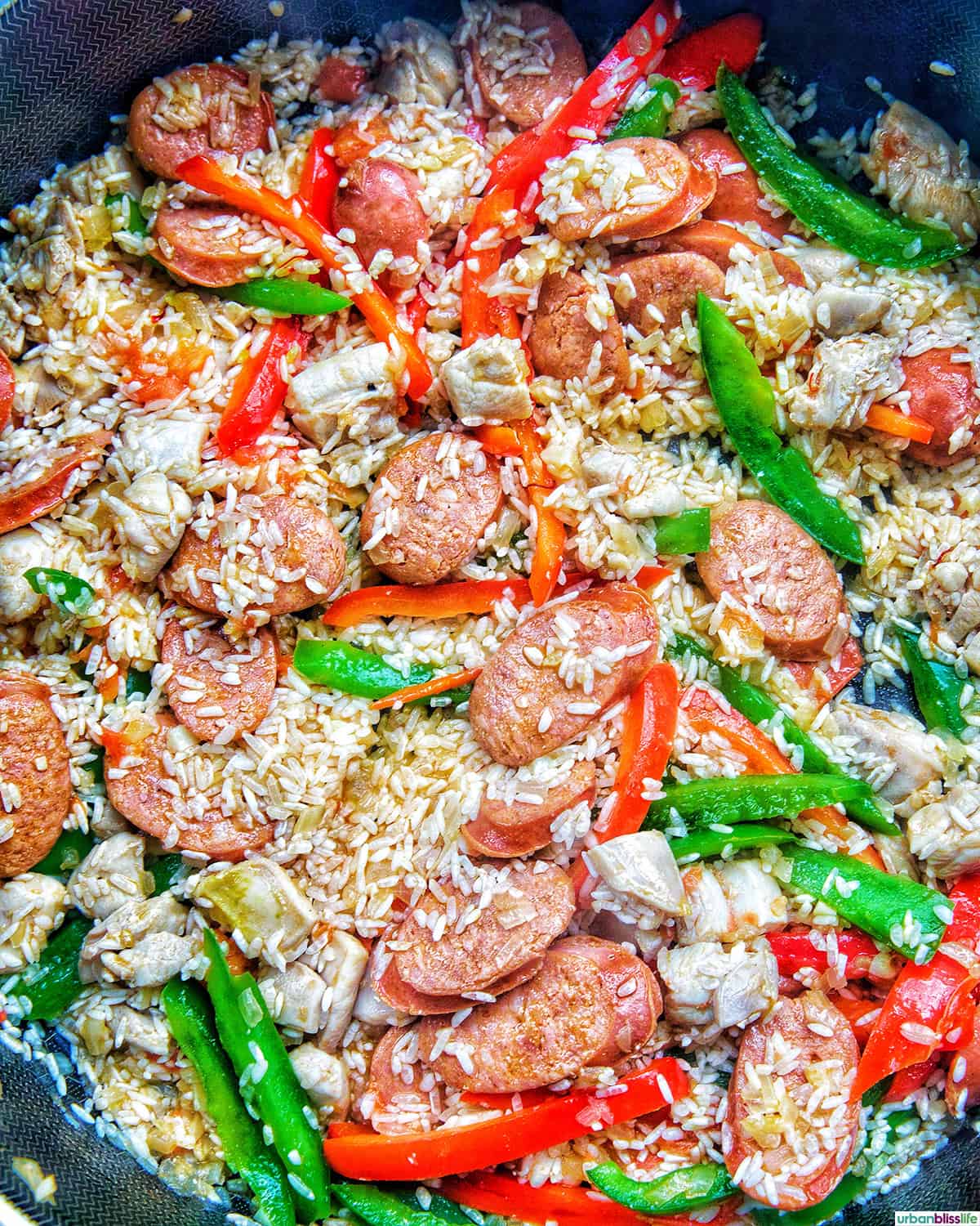 Arroz a la Valenciana in a skillet.