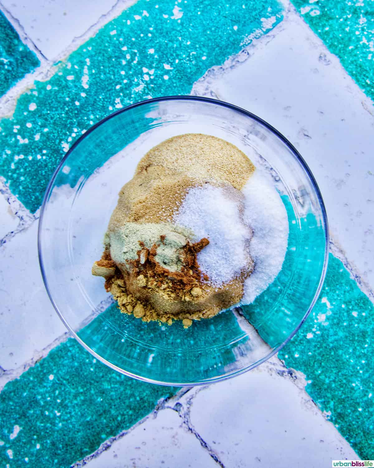seasonings in a glass bowl.
