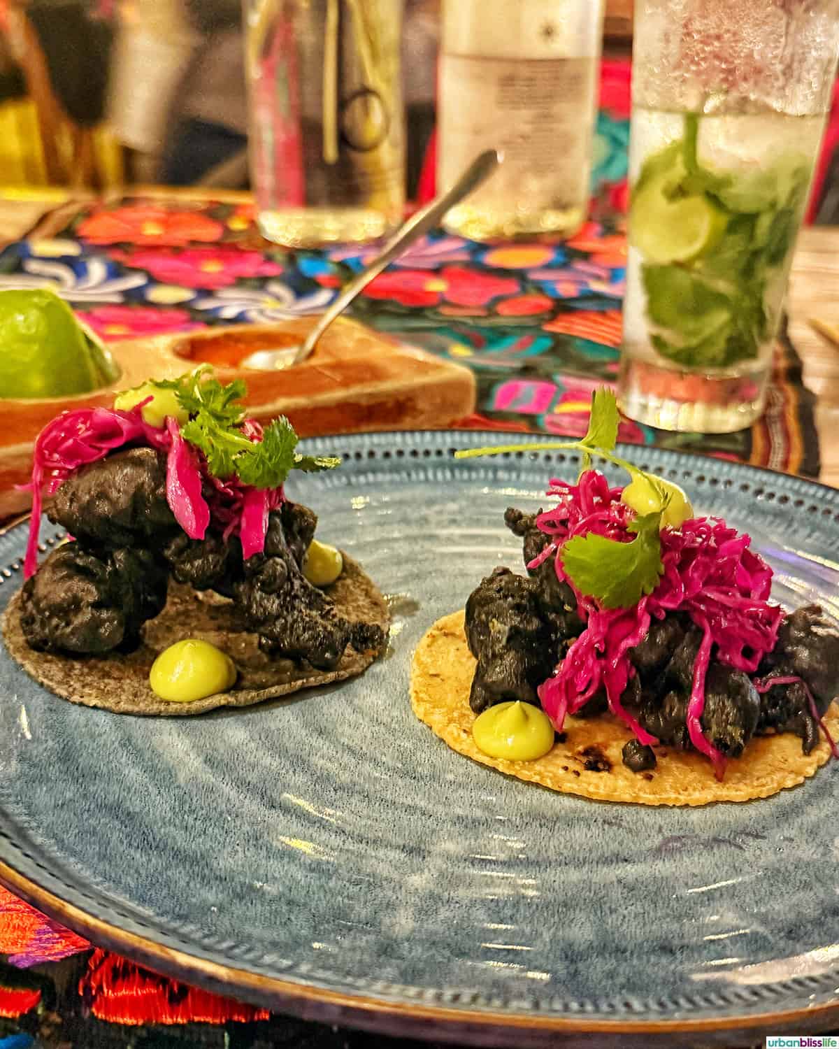 two baja fish tacos from Metate in Cabo San Lucas, Mexico.