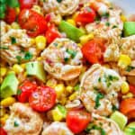 bowl of shrimp corn salad.