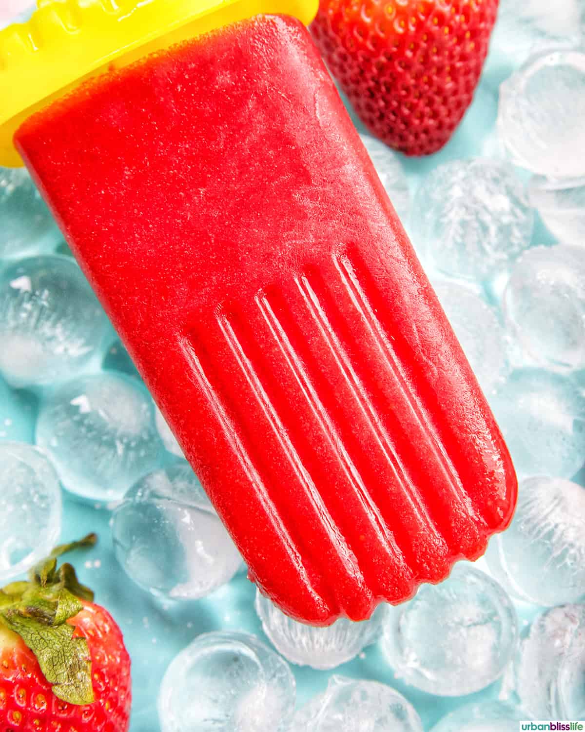 strawberry fruit popsicle on ice.