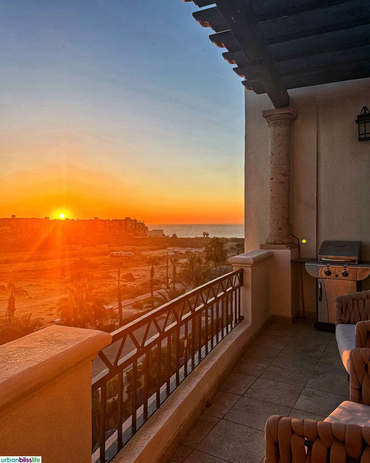 Sunrise from our AirBnB Main Level Terrace in in Cabo San Lucas, Mexico.