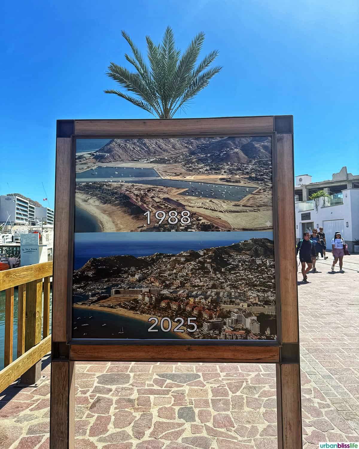 photo of Cabo San Lucas, Mexico in 1988 and 2025.