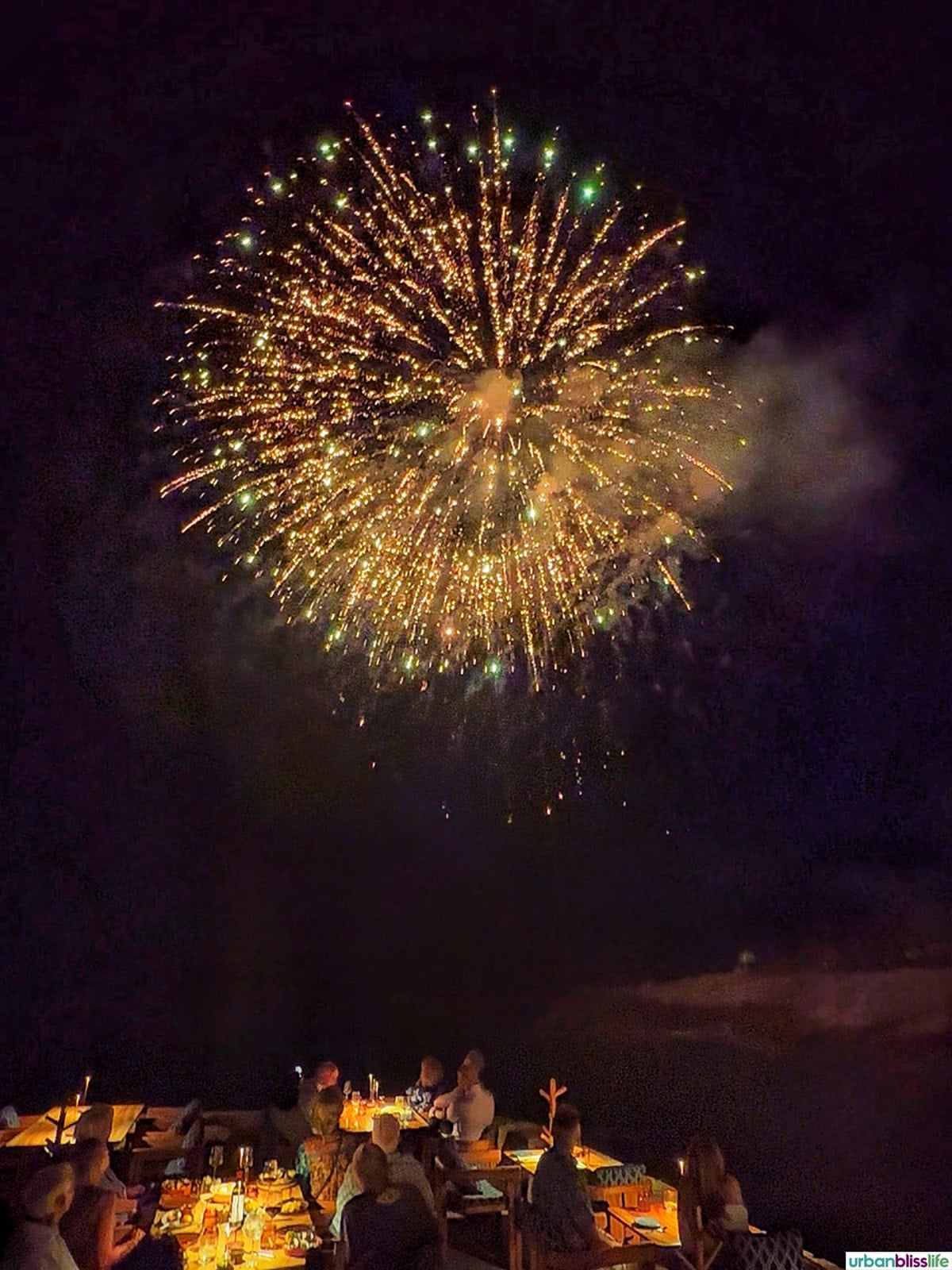 fireworks above Cocina del Mar restaurant in Cabo San Lucas, Mexico.