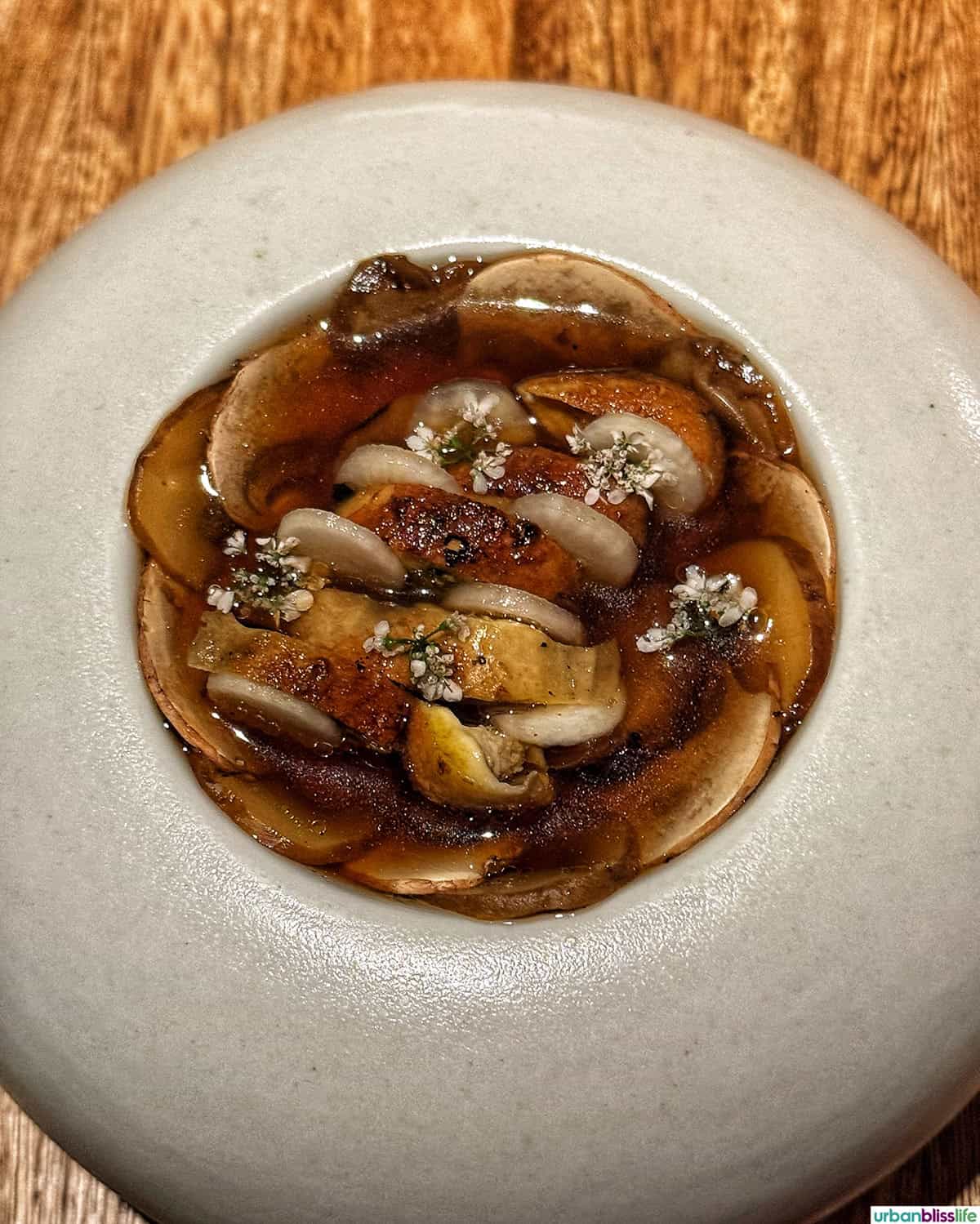 mushroom dish at El Chato restaurant in Bogota, Colombia.