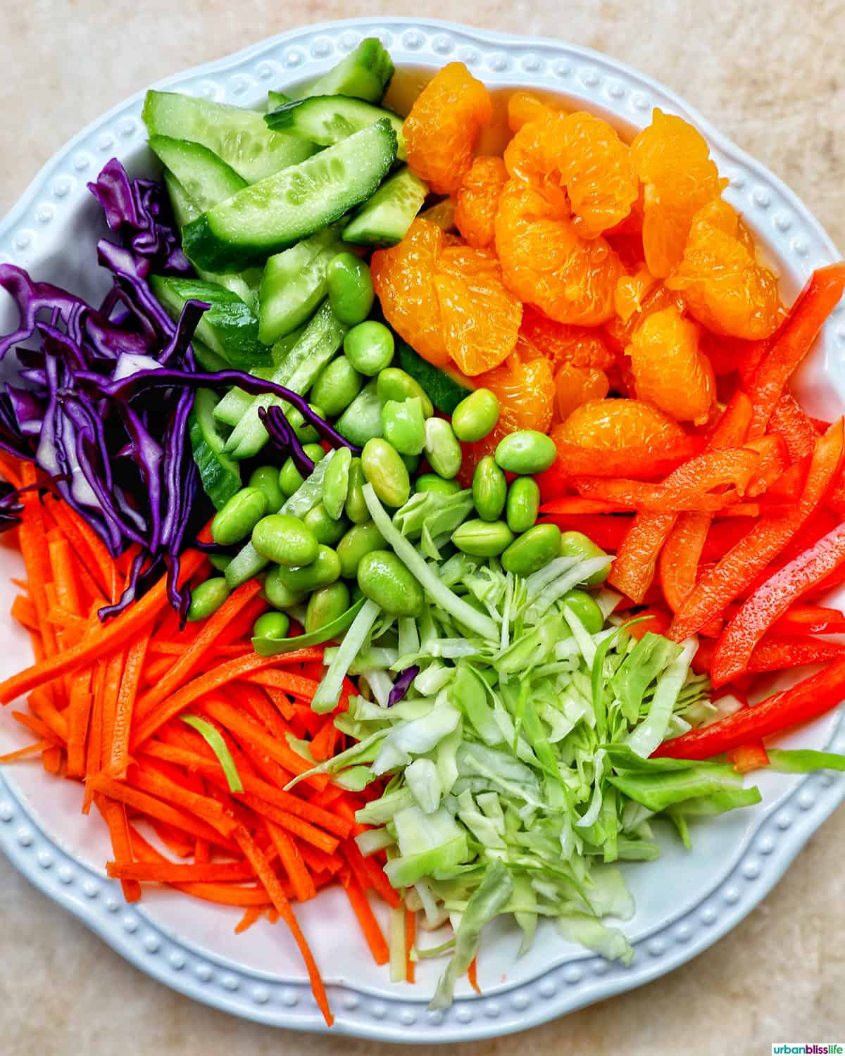bowl of ingredients to make Asian crunch salad.