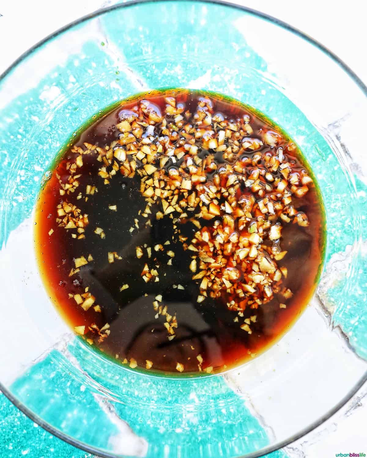bowl of marinade for BBQ Teriyaki Salmon.