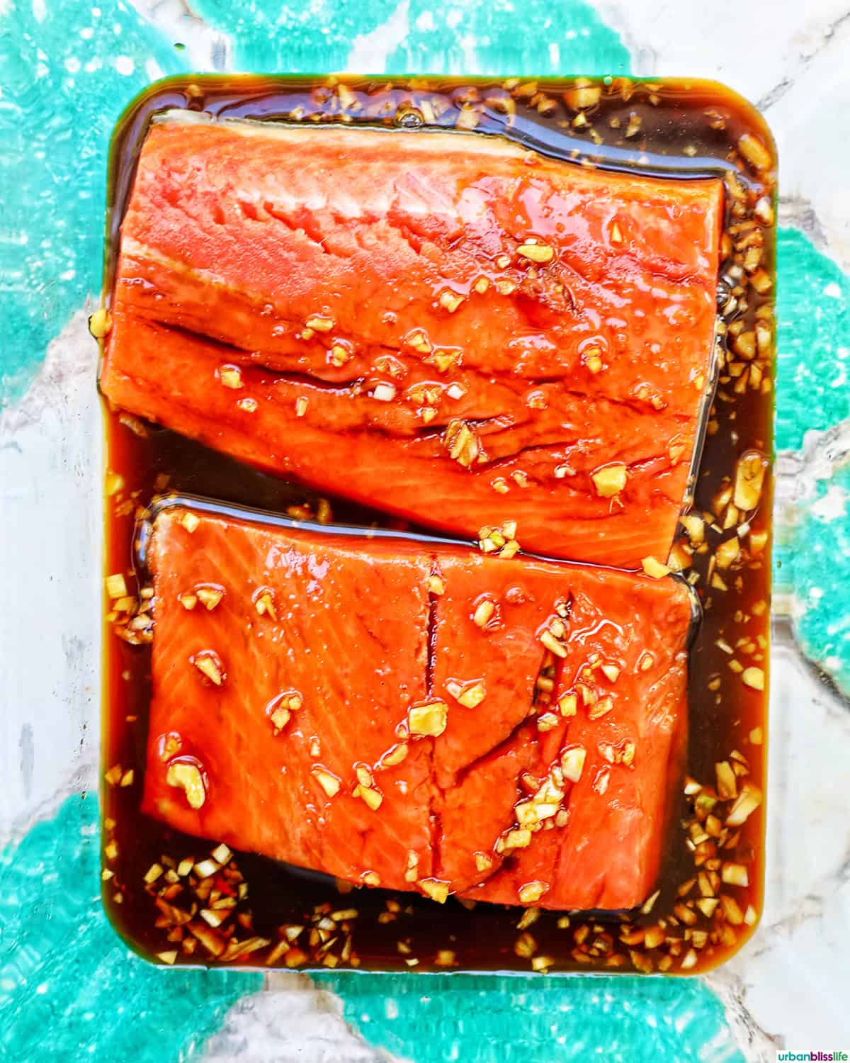 BBQ Teriyaki Salmon marinating.