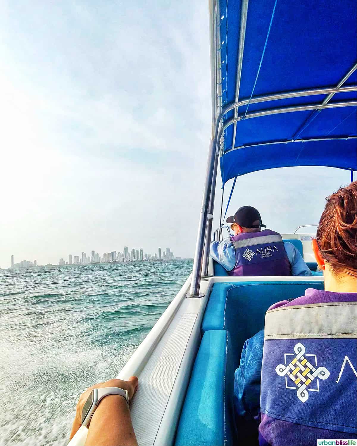in a boat at Baru Island off the coast of Cartagena, Colombia.