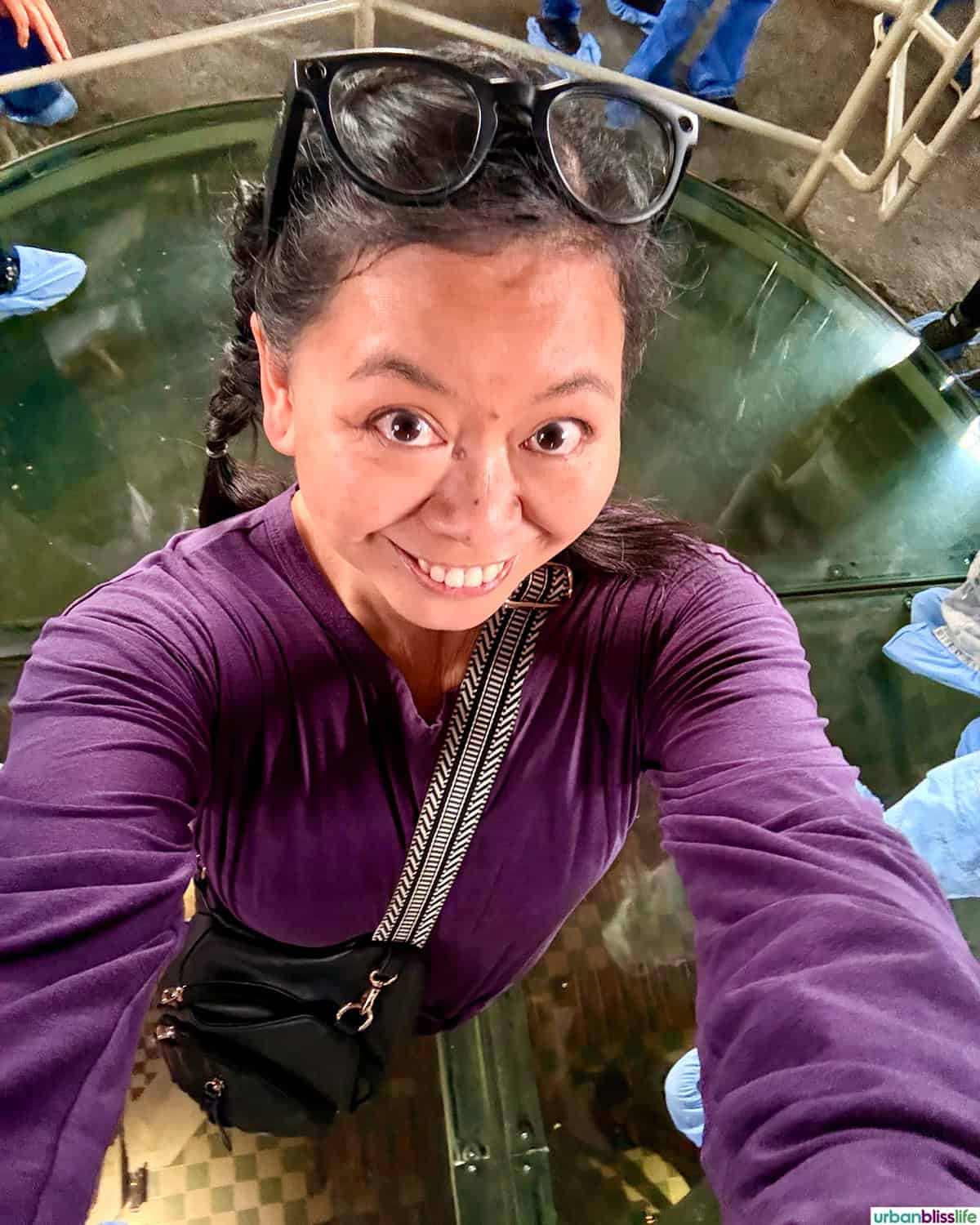 Marlynn climbing the steps to the top of the Cathedral Basilica of Our Lady of the Rosary in Manizales, Colombia.