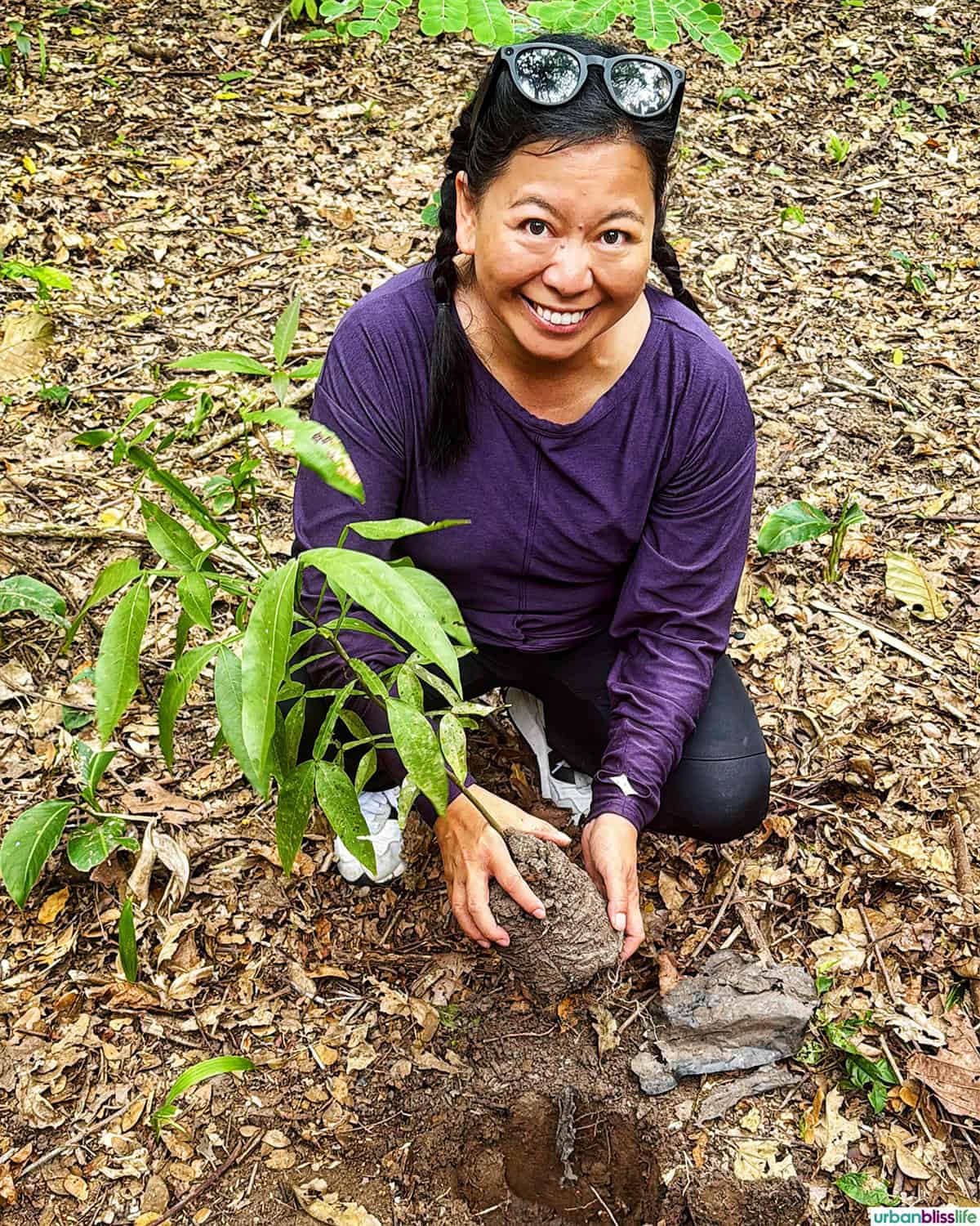 Marlynn planting a tree in El Garcero Nature Reserve in Mompox, Colombia.