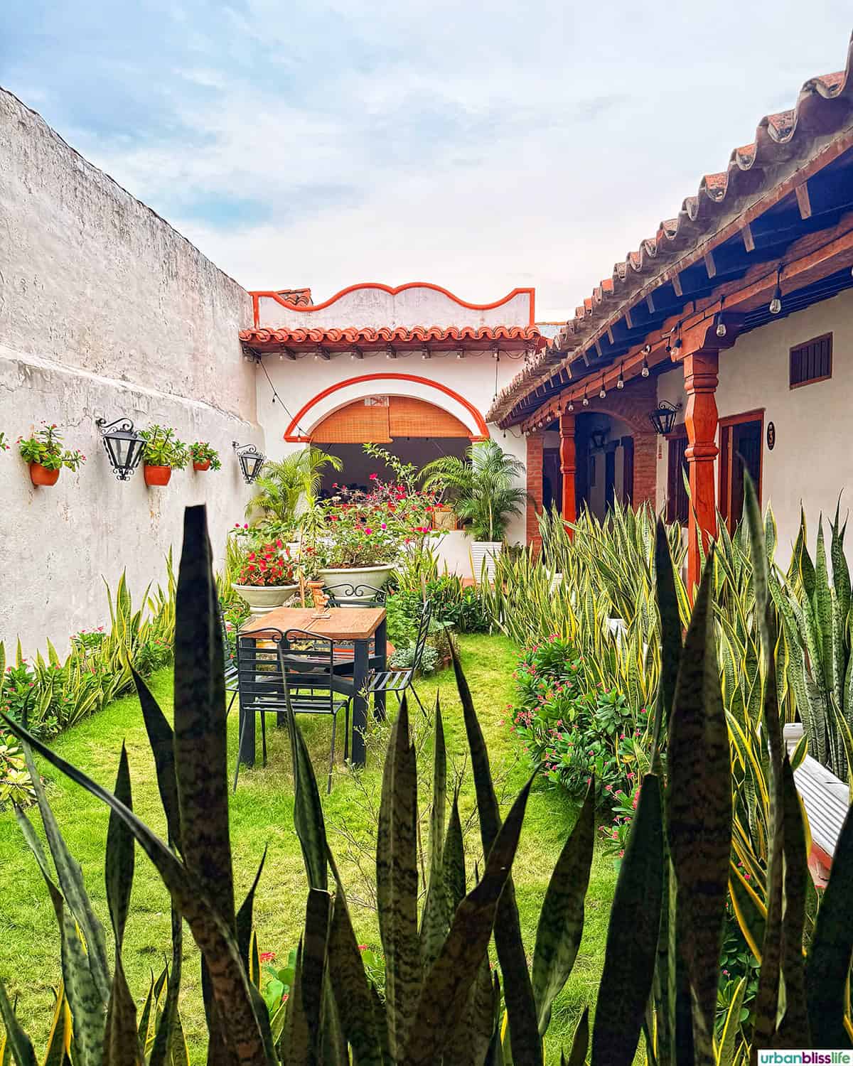 courtyard of Hotel Archangelus in Mompox, Colombia.