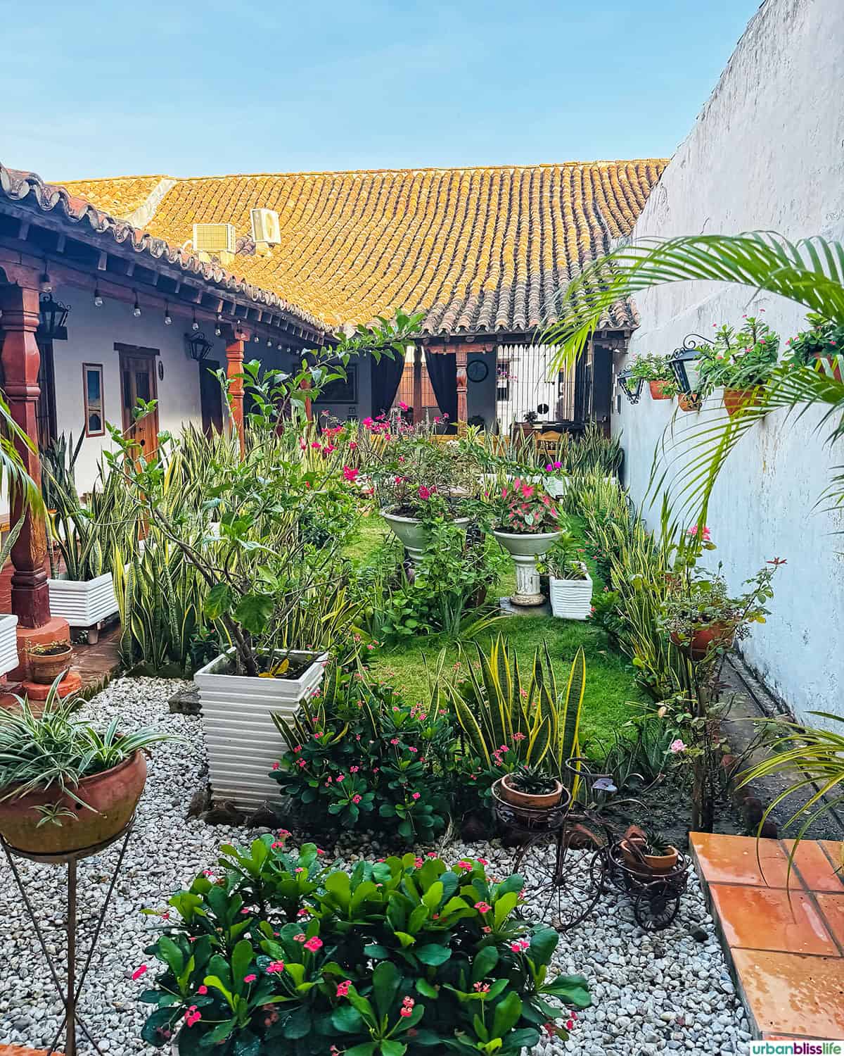 courtyard of Hotel Archangelus in Mompox, Colombia.