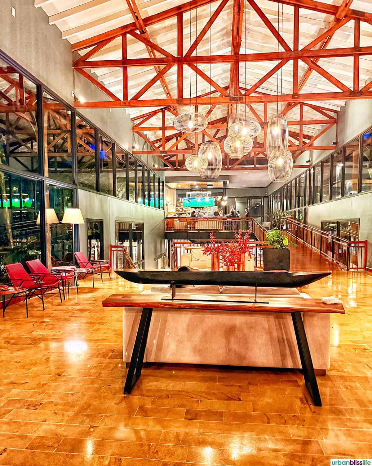 Inside the lobby of Hotel Termales del Otono in Manizales, Colombia.