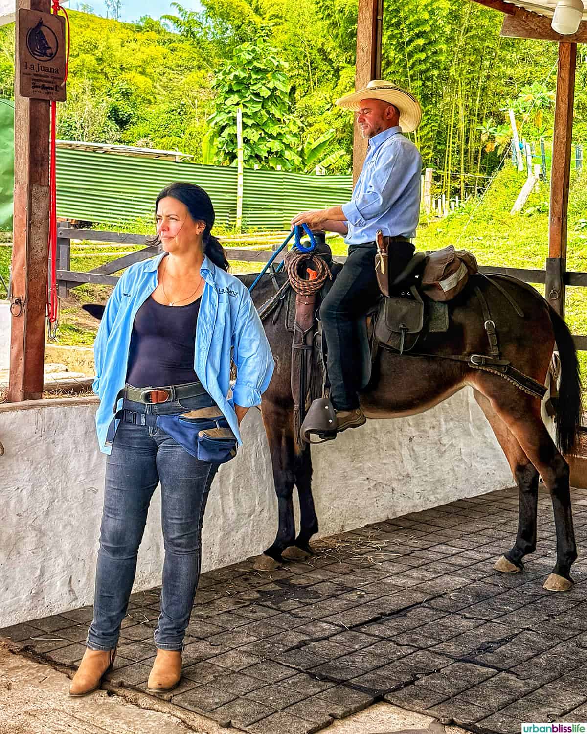 mule riding at La Juana in Manizales, Colombia.
