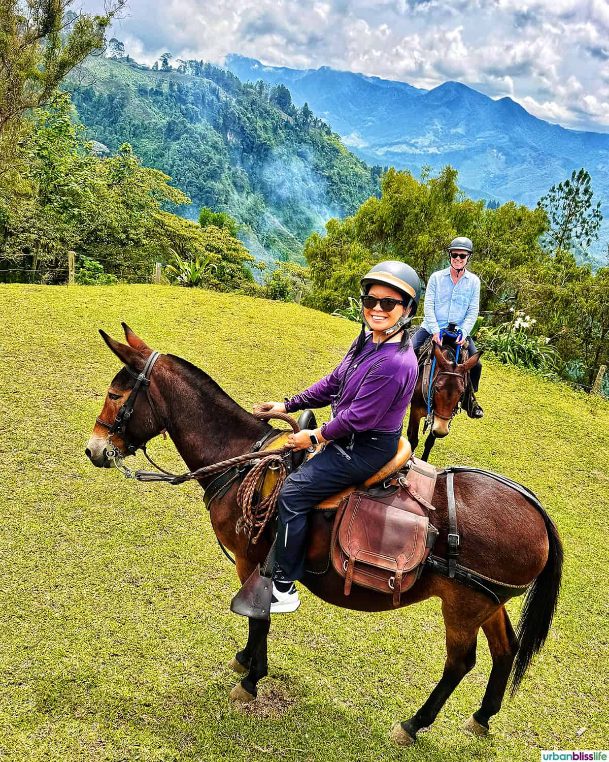 Marlynn mule riding at La Juana in Manizales, Colombia.
